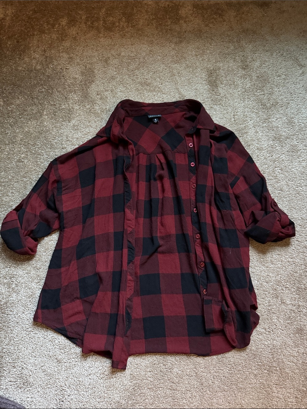 torrid Red and Black Plaid Button-Down Shirt